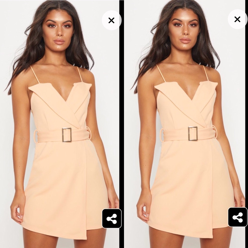 Tangerine Tux Detail Belted Wrap Bodycon Dress